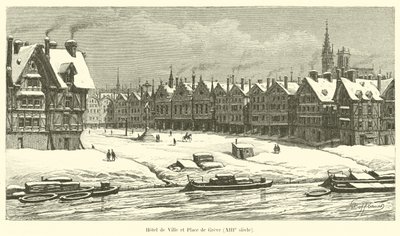 Belediye Binası ve Place de Greve, 13. yüzyıl by French School