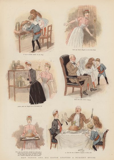Teddie ve Kızkardeşi bir Tekerlemeyi (chromolitho) nasıl uyarladı? by French School