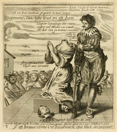 Jacques Lagniet, c.1657-63 (gravür) 'Üç kitaba bölünmüş en ünlü atasözleri koleksiyonu'ndan 'Pasques yapan bir cellat kadar cesur' by French School