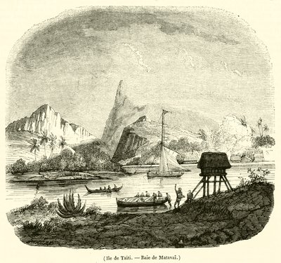 Ile de Taiti, Baie de Matavai (gravür) by French School