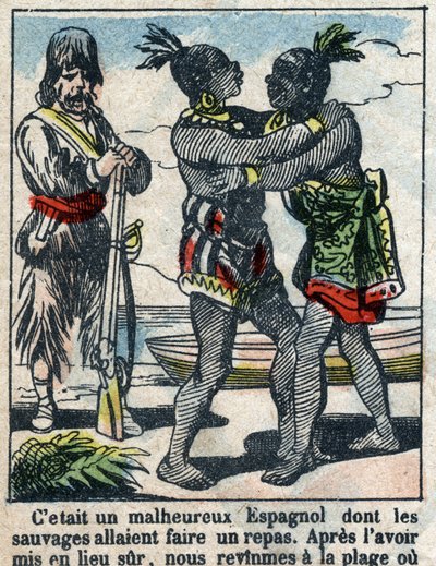 Daniel Defoe (De foe) Kitabı için İllüstrasyon “” Robinson Crusoe””. 19. yüzyılın sonundan epinal görüntüleme. by French School