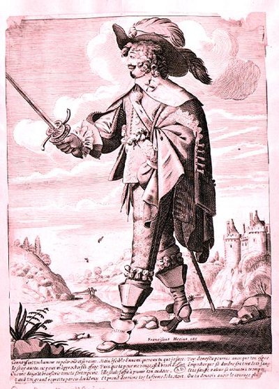 Louis XIII (1601-43) hükümdarlığı altındaki bir Askerin çizimi (gravür) (s/b fotoğraf) by French School