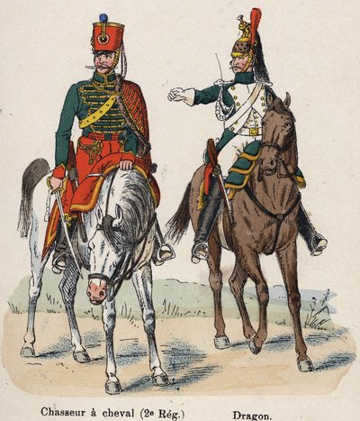 İmparatorluk Muhafızları Napolyon I: Horseback Hunter (2. Alay) ve Dragon. Lienhart ve Humbert tarafından yazılan Les Uniforms de l
