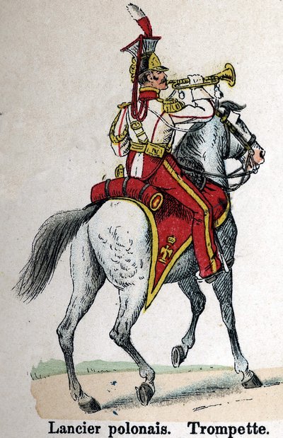 İmparatorluk Muhafızı Napolyon I: Polonyalı Lancer - Trompet. Lienhart ve Humbert tarafından yazılan Les Uniformes de l