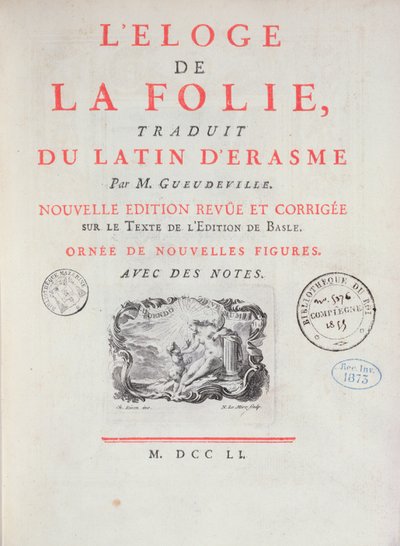 Deliliğe Övgü, 1751 (basılı kağıt) by French School