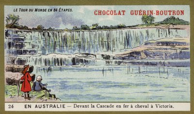 Horseshoe Şelalesi'nin önünde, Victoria, Avustralya (chromolitho) by French School