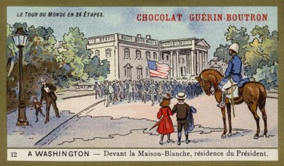 Beyaz Saray'ın önünde, Başkan'ın ikametgahı, Washington DC (chromolitho) by French School