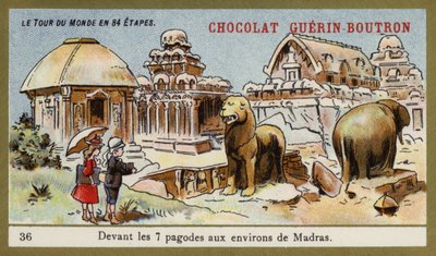 Madras bölgesindeki yedi tapınağın önünde (chromolitho) by French School