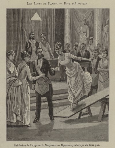 Bir kadın locasında duvar ustası çırağının başlatılması (gravür) by French School