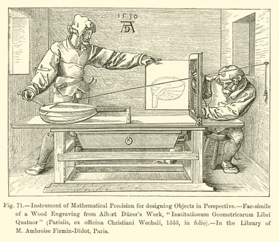 Nesneleri Perspektifte Tasarlamak için Matematiksel Hassasiyet Aracı (gravür) by French School