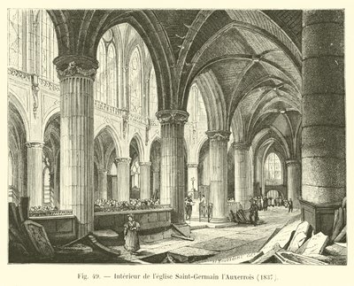 Saint-Germain lAuxerrois kilisesinin içi, 1837 by French School