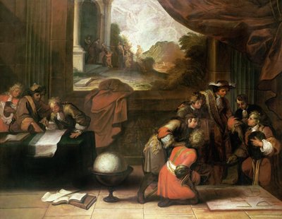 Coğrafyacıların ve Matematikçilerin Bulunduğu Bir Odanın İç Mekanı, c.1680-90 by French School