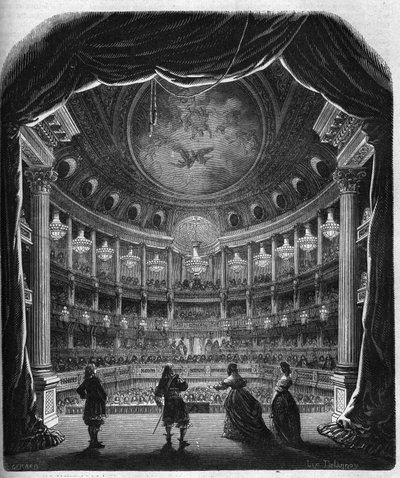 Versay kalesinin tiyatrosunun iç görünümü. 1867-1868 arası gravür. by French School