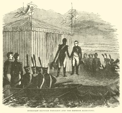 Napolyon ve İmparator Alexander arasındaki röportaj (gravür) by French School