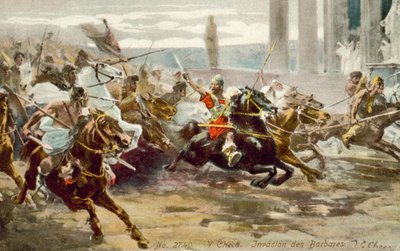 Invasian des Barbares (renkli taşbaskı) by French School