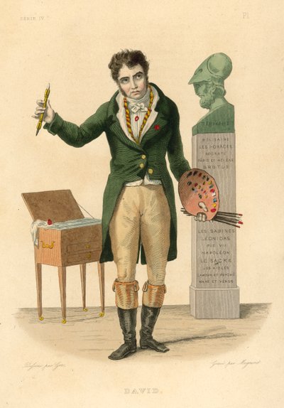 Jacques-Louis David (renkli gravür) by French School