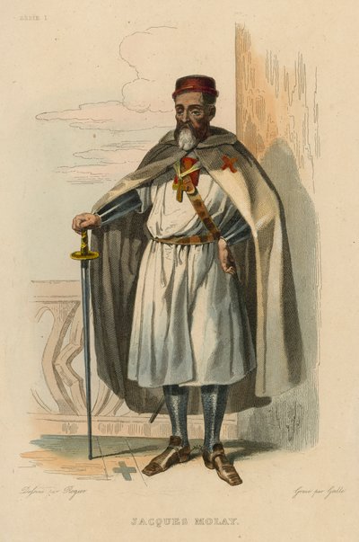 Jacques Molay (renkli gravür) by French School