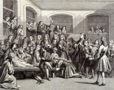 Jansenism: Saint-Médard mezarlığının, “mucizelerin” gerçekleştiği diyakoz Paris (1690 - 1727) mezarı üzerindeki kasılmaları. 18. yüzyıl baskısı. by French School