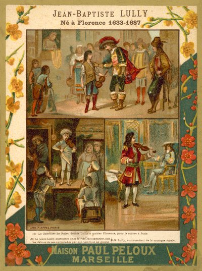 Jean-Baptiste Lully, Fransız müzisyen ve besteci (chromolitho) by French School