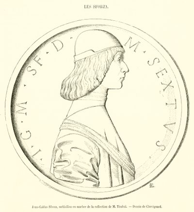 Jean-Galeas Sforza, M Timbal koleksiyonundan mermer madalyon (gravür) by French School