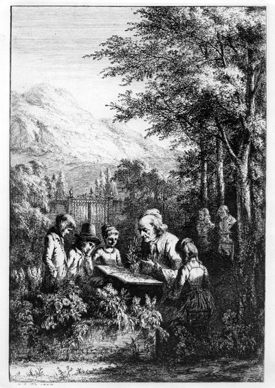 Jean-Jacques Rousseau bir grup çocuğa ders veriyor by French School