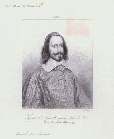 Jean Francois Paul de Gondi, Kardinal de Retz, Fronde iç savaşında Fransız din adamı ve ajitatör (gravür) by French School