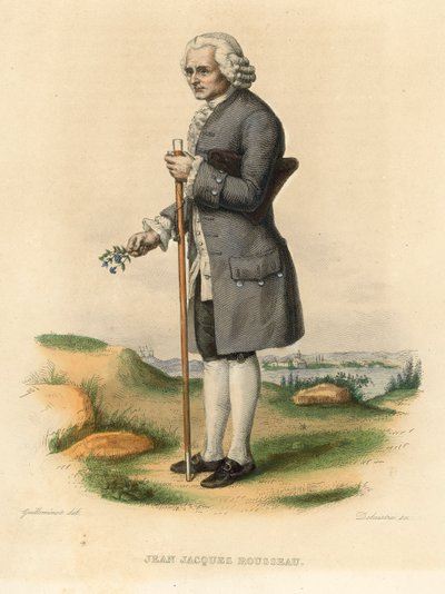 Jean Jacques Rousseau (renkli gravür) by French School