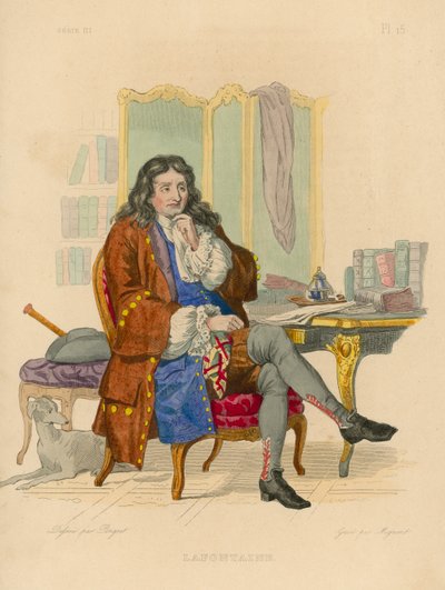 Jean de la Fontaine (renkli gravür) by French School