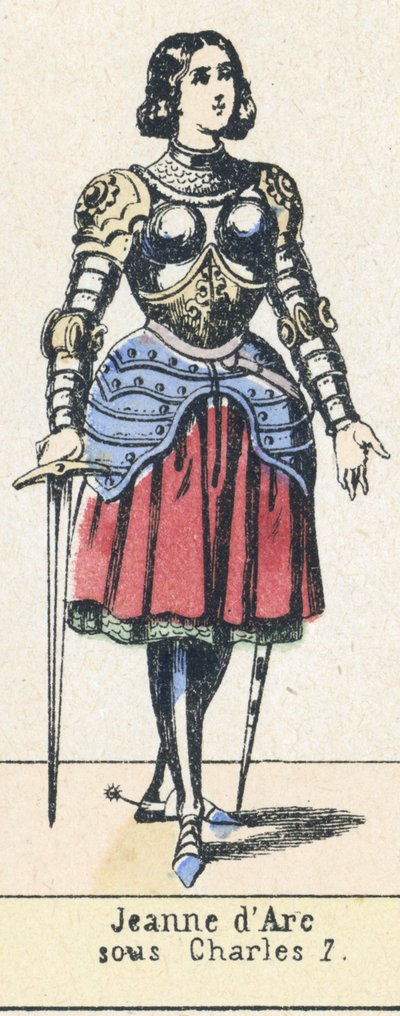 Joan of Arc, Charles 7 altında (renkli gravür) by French School