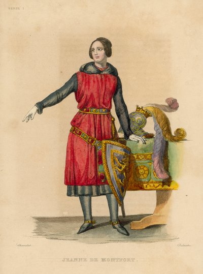 Jeanne de Montfort (renkli gravür) by French School
