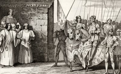 Joan of Arc (1412-31) arrives at Rheims in 1429 to attend the coronation of Charles VII (1403-61) from 