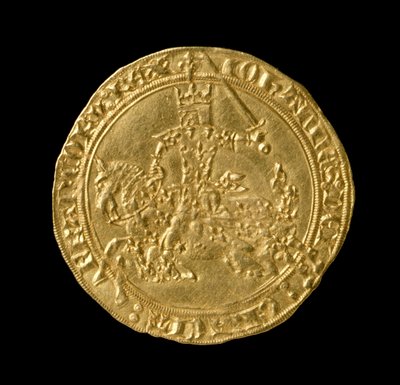 John II The Good (1319-64) Fransa Kralı, Franc a Cheval, 1350-64 (ön yüz) (altın) (tersi için bkz. 168068) by French School