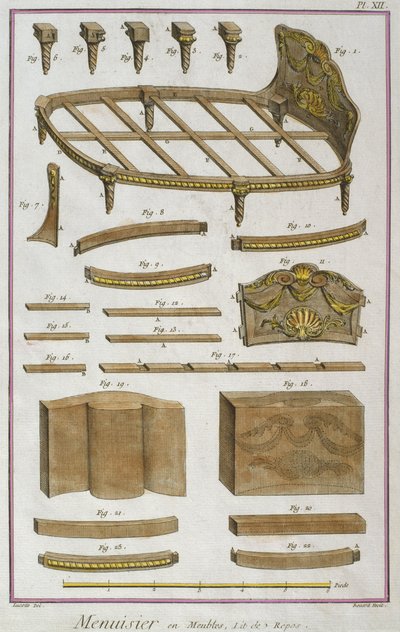 Marangoz, bir kanepe, Denis Diderot (1713-84) tarafından yazılan Encyclopedie des Sciences et Metiers