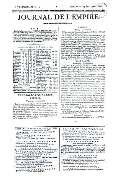 Journal de lEmpire, 29 Eylül 1805 (baskı) by French School
