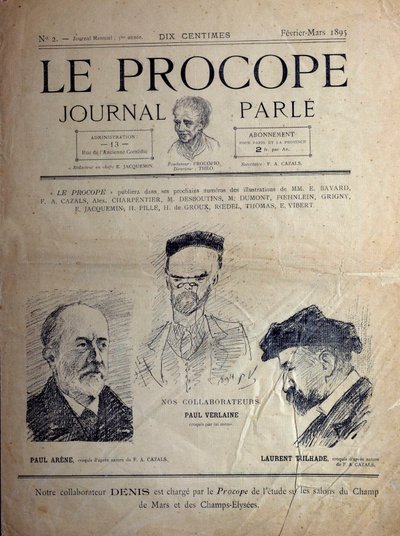 Journal du Proope, Paris kafesi, Şubat 1895: Fransız şairler Paul Verlaine, Paul Arene ve Laurent Tailhade