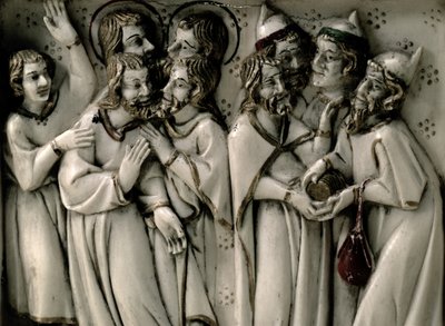 Yahuda otuz parça gümüş alıyor, fildişi iki parçalı detay, Fransızca by French School