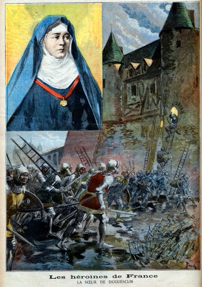 Julienne Duguesclin (1377-1404) Benedictine rahibe, 23 Temmuz 1894 tarihli “Le Petite Journal” illüstrasyonu (gravür) by French School