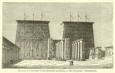 Karnak, İçişleri Mahkemesi, Mısır Komisyonuna göre restore edildi (gravür) by French School