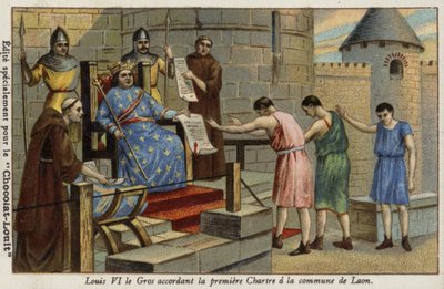 Fransa Kralı VI.Louis, Laon kasabasına ilk imtiyazı veriyor, 1128 by French School