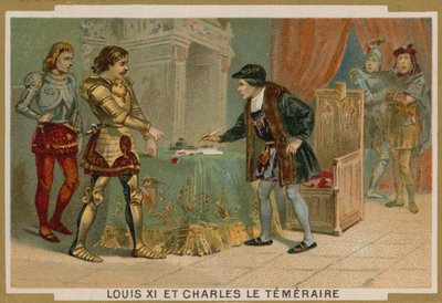 Fransa Kralı XI. Louis ve Cesur Charles, Burgonya Dükü by French School