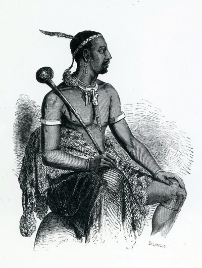 Kral Moshoeshoe I (c.1786-1870) 1833 (gravür) by French School
