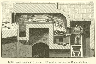 Pere-Lachaise krematoryumu, fırın bölümü (gravür) by French School