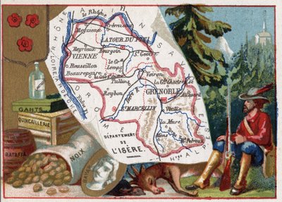 Isere (38), Rhone-Alpes (Rhone Alpes), Fransa. Eldiven, Hırdavat, ratafya, fındık. Bayard