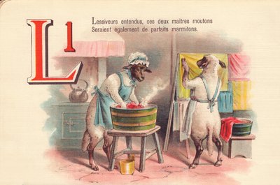 L: Çamaşır deterjanları duydunuz, bu iki usta koyun da mükemmel saksılar olurdu. by French School
