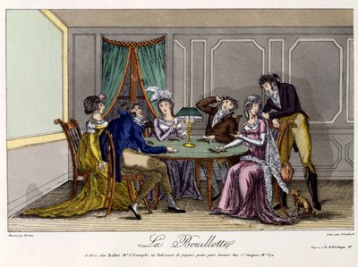 La Bouillotte, c.1810 (el boyaması gravür) by French School