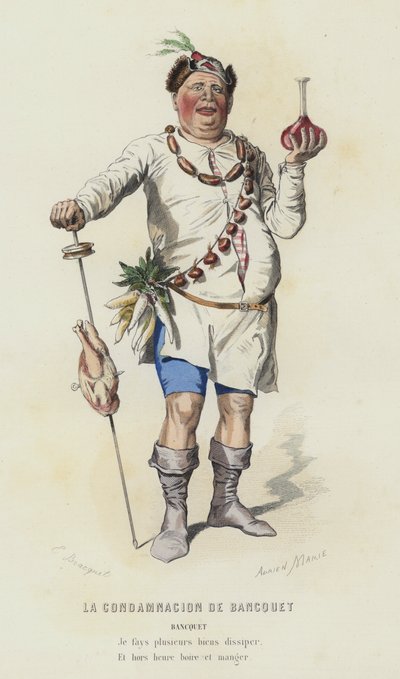 Ziyafet Kınama (renkli gravür) by French School