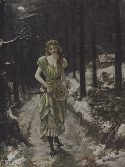 La Fee au Gui (Ökseotu Perisi) (renkli taş) by French School
