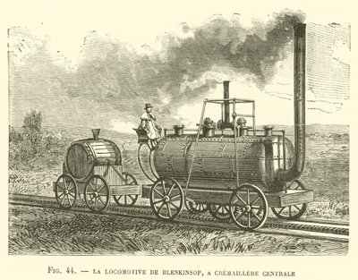 La Locomotive de Blenkinsop, bir Cremaillere Centrale (gravür) by French School
