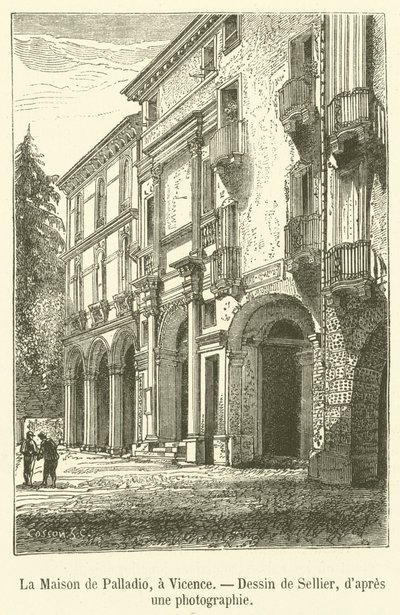 Palladio Evi, Vicenza'da (gravür) by French School