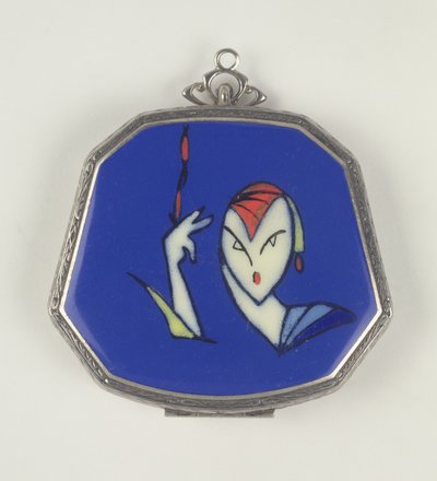 La Mode Femme Fatale Toz Kompakt, Fransız, 1920-30 (emaye) by French School